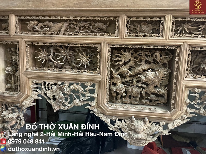 bàn thờ ô xa hoàn thiện mộc